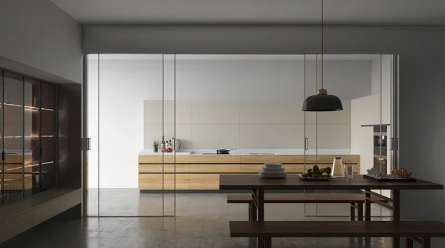Beige and Wood Warm Minimalist Kitchen Cabinets OBK23-L09