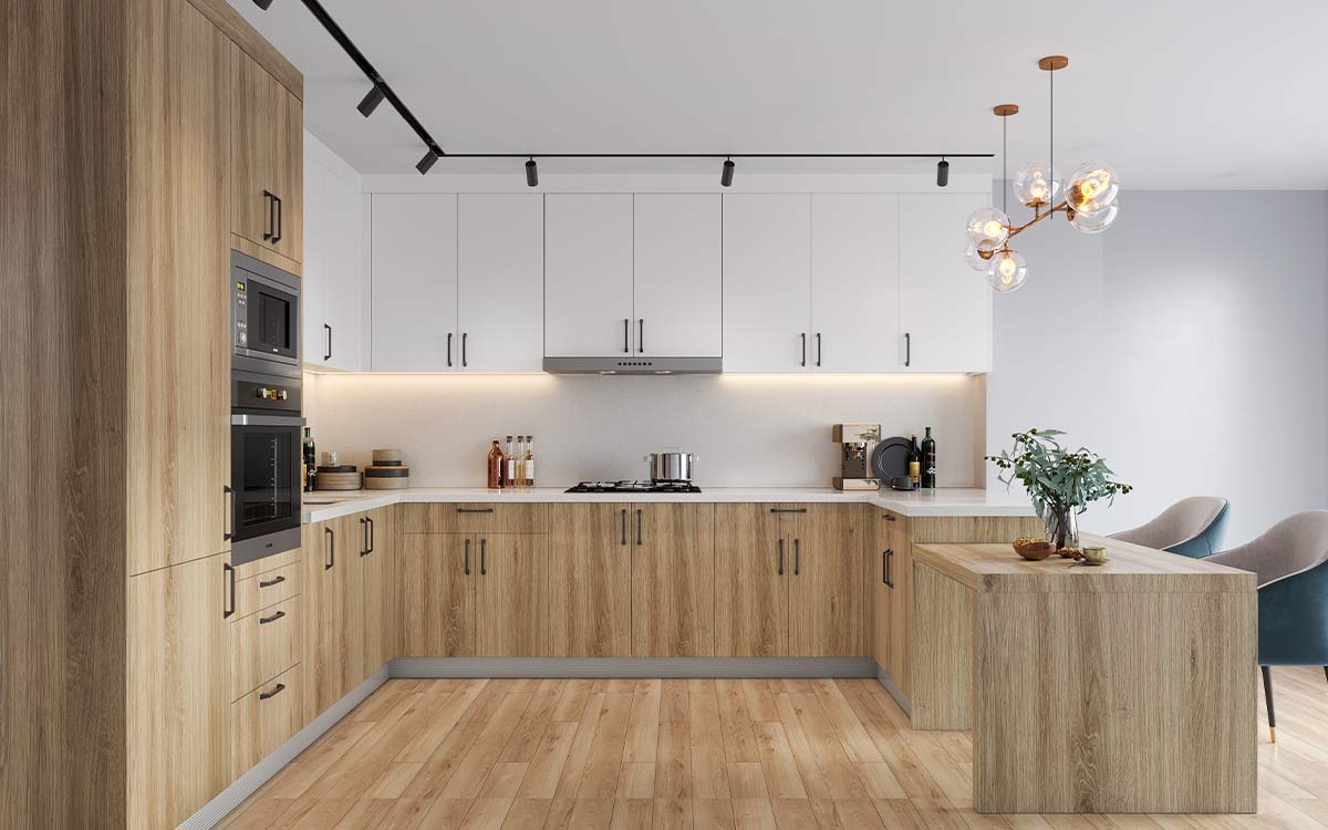 Light Wood Flat Pack Kitchen Units