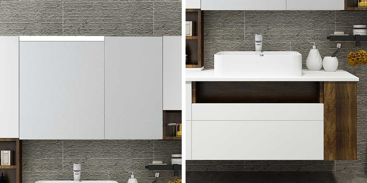 Wall Mounted White Bathroom Vanity