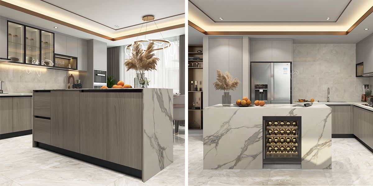 Mindful Gray Kitchen Cabinets with Island