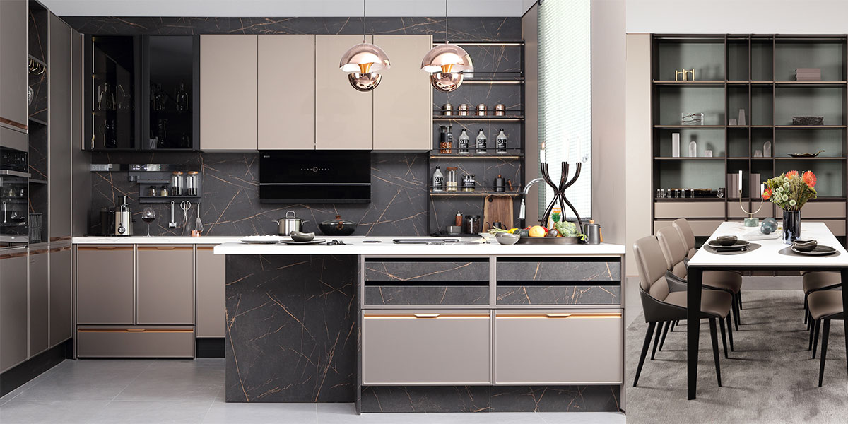 Contemporary Thermofoil Kitchen Cabinet Set