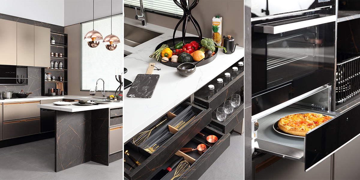 Contemporary Thermofoil Kitchen Cabinet Set
