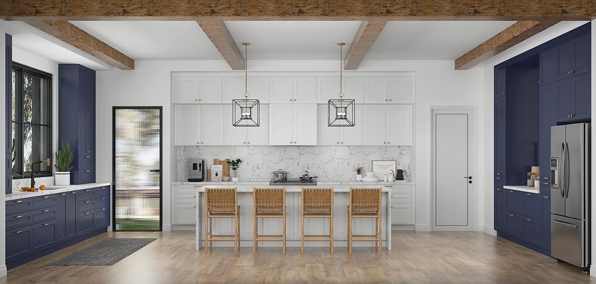 Two Tone Blue and White Kitchen Cabinets 