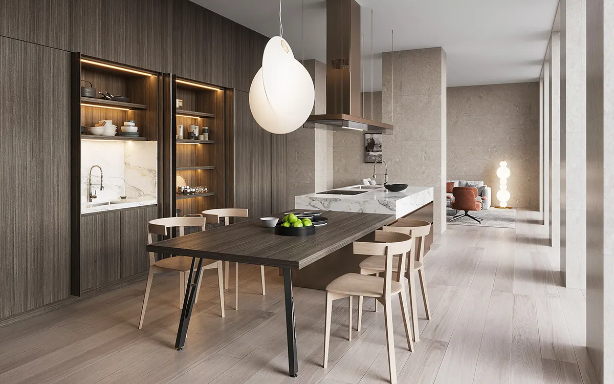 one wall kitchen with island
